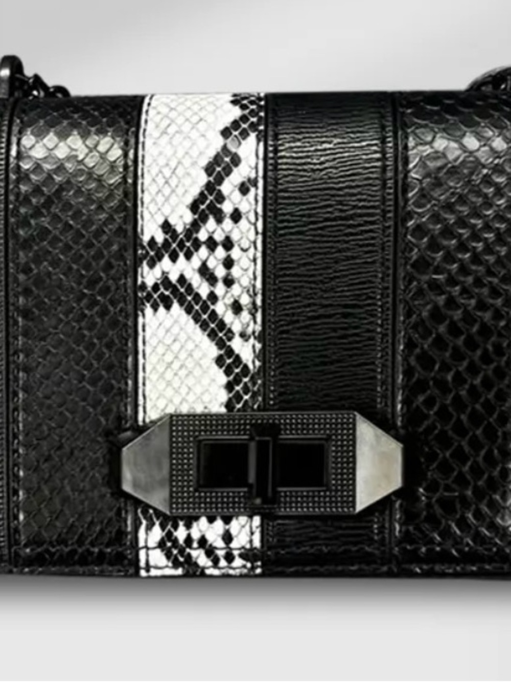 Aldo Black & White Python-Stripe Crossbody Bag